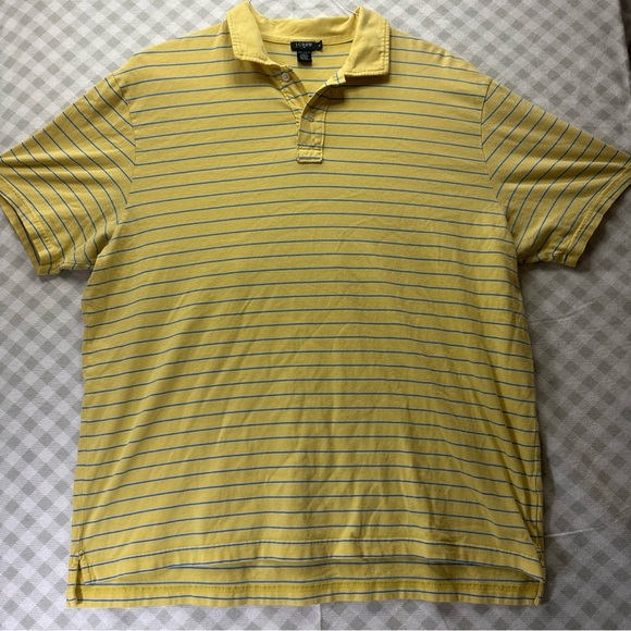 Men's J.Crew Factory Polo 100% Cotton Blue & Yellow Stripes Size Extra Large XL - Picture 1 of 5